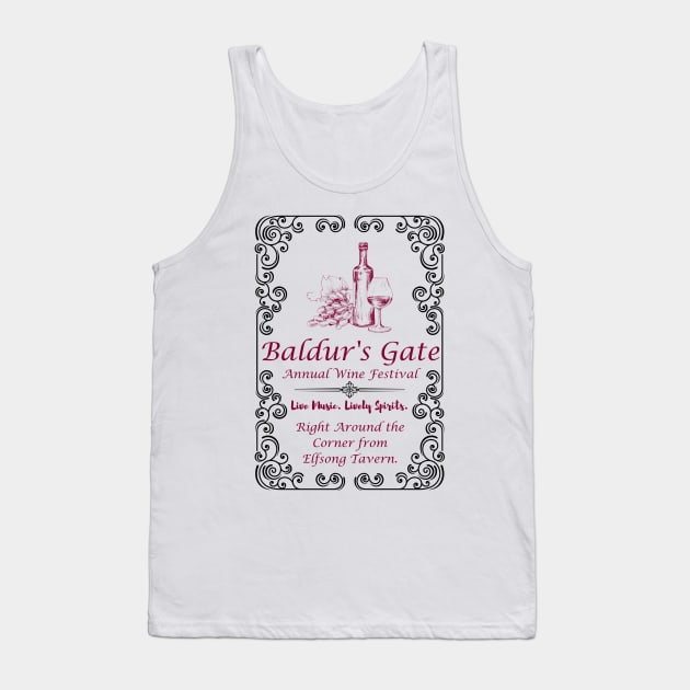 Baldur's Gate Annual Wine Festival Poster Art Tank Top by CursedContent